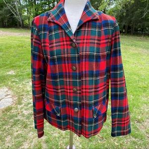 PENDLETON VINTAGE JACKET BLAZER SHACKET RED BLUE PLAID COAT BOXY FIT S M no tag